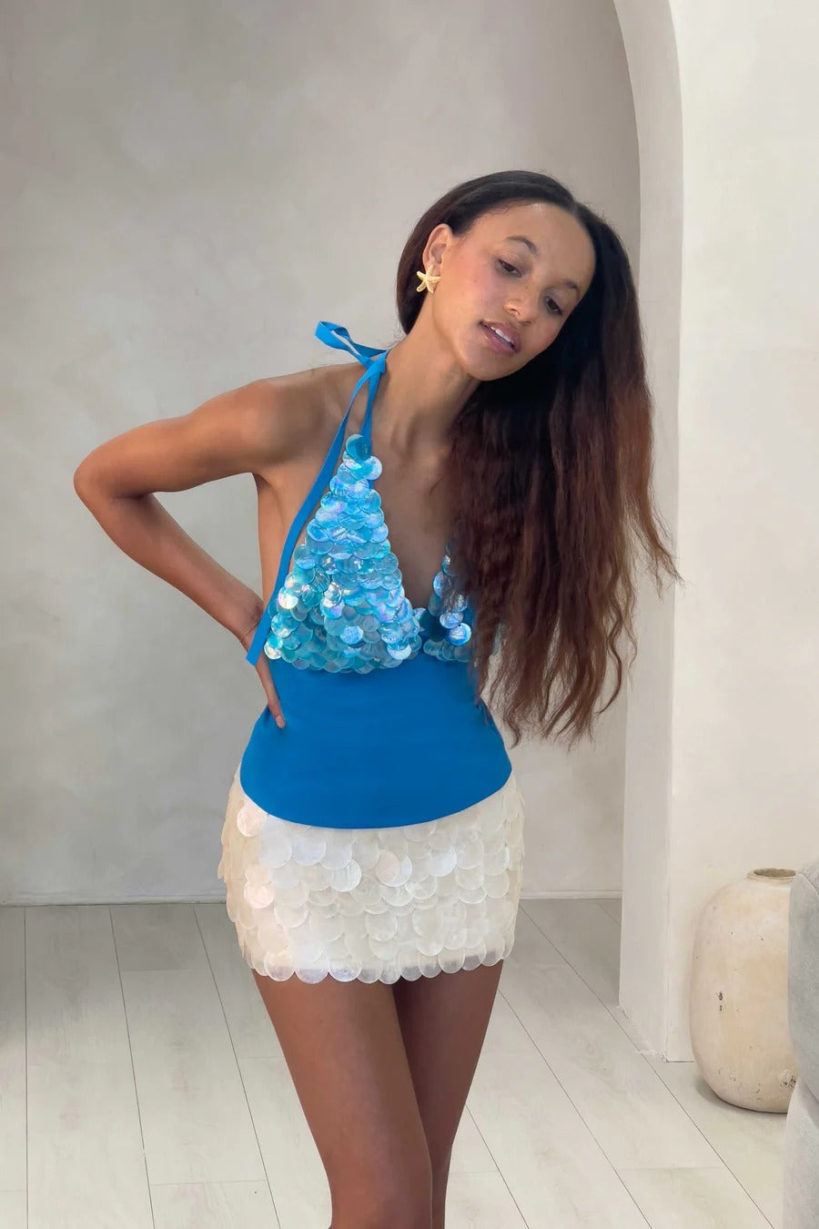 Isla Pearl Mini Skirt~ Ivory